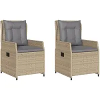 vidaXL Tuinstoelen 2 st verstelbaar poly rattan beige