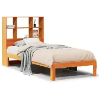 vidaXL Bed met boekenkast zonder matras grenenhout wasbruin 75x190 cm