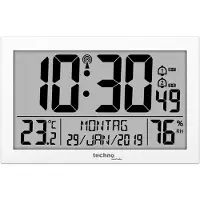 Technoline WS8016 Moderne Digitale Radioklok, met temperatuurweergave, kunststof, wit, 225 x 143 x 24 mm