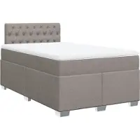 vidaXL Boxspring met matras stof taupe 120x190 cm