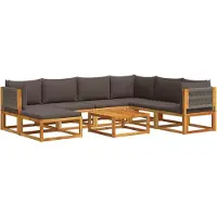 vidaXL 8-delige tuinbankset met kussens van acaciahout en touw