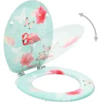 vidaXL Toiletbrillen met deksel 2 st flamingo MDF