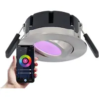 HOFTRONIC™ Smart LED inbouwspot Napels RVS 8 Watt RGBWW IP65 kantelbaar WiFi + Bluetooth