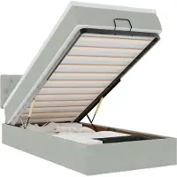 vidaXL Ottoman bed met matras en LED's 90x200cm fluweel lichtgrijs