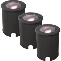 HOFTRONIC™ Set van 3 Lilly smart Grondspot Zwart - Kantelbaar - Overrijdbaar - Rond - RGB + WW - WiFi + BLE - IP67 waterdicht - 3 jaar garantie Grondspot buiten