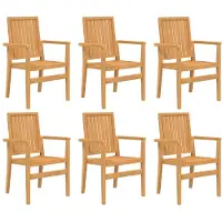 vidaXL Tuinstoelen stapelbaar 6 st 56,5x57,5x91 cm massief teakhout
