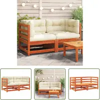 The Living Store Hoekwanden - Tuinbank - Tuinhoekbanken met kussens 2 st massief grenenhout wasbruin - Buitendecoratie - Lounge Set - Teak Hout