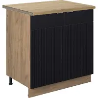 Vicco Fame-Line Keukenonderkast – 80 cm met legplank, WB Eik Zwart gestreept