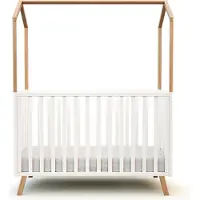 AT4 - Omvormbaar babyhutbedje KASA in hout Wit en Beuken 60 x 120 cm