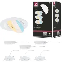 Paulmann LED inbouwlamp Aumus White Select CCT wit, set van 3 Aumus, dimbaar, wit / opaal, Woon-/ Eetkamer, Aluminium, Modern