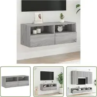 The Living Store Tv-wandmeubel - 80x30x30 cm - Grijs Sonoma Eiken Tv-wandmeubel - Tv-wandmeubels - Tv-meubel - Tv Kast