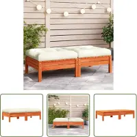 The Living Store Voetenbank - Tuin Bank - Tuinvoetenbanken met kussens 2 st massief grenenhout wasbruin - Hout Bank - Grenen Bank - Lounge Set