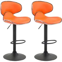 CLP Set van 2 barkrukken Las Vegas V2, bekleed met kunstleer, met voetsteun | Kleur: wit, frame: zwart