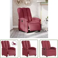 The Living Store Lounge Stoel - Elektrische Fauteuil - Fauteuil verstelbaar elektrisch stof wijnrood - Fauteuil Rood - Designstoel - Loungestoel