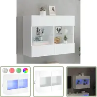 The Living Store Led Tv Stand - Tv Wandmeubel - Tv-wandmeubel met LED-verlichting 78,5x30x60,5 cm wit - Tv Kast - Houten Tv Meubel - Rgb Verlichting