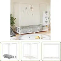 The Living Store Meubilair Voor Kinderen - Kinderbed - Kinderbedframe 90x200 cm massief grenenhout wit - Kidsbed - Hout Bed - Grenenhout Bed