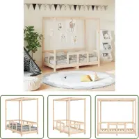 The Living Store Meubilair Voor Kinderen - Kinderbed - Kinderbedframe 70x140 cm massief grenenhout - Houten Kinderbed - Hemelbed - Kinderkamer Meubels