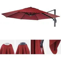 Mendler Parasoldoek -A96, 8 ronde baleinen Ø3m 220g/m² polyester, vervangende doek voor bijvoorbeeld de zweefparasol -A96 ~ bordeaux