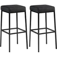 CLP Set van 2 barkrukken Montreal, met beklede zittingen en frame, inclusief voetsteun | Kleur: blauw, frame: zwart