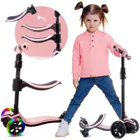 Inna Scooter voor kinderen met Lichtgevende Wielen van 3 jaar, Kinderstep, Driewieler, Verstelbare Hoogtes, Children's Scooter (Roze)
