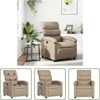 The Living Store Kapstok - Massagestoel - Massagestoel verstelbaar kunstleer cappuccinokleurig - Lounge Stoel - Relaxstoel - Bruine Stoel