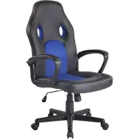 CLP Elbing Bureaustoel - Kunstleer zwart/blauw