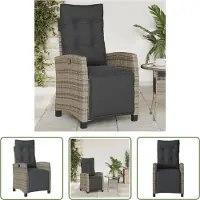 The Living Store Lounge Stoel - Tuinstoel - Tuinstoel verstelbaar met voetensteun poly rattan grijs - Buitendecoratie - Tuinset - Relaxstoelen