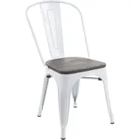 MCW Stoel -A73 incl. houten zitting, bistrostoel stapelstoel, metalen industrieel ontwerp stapelbaar ~ wit