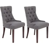 CLP Set van 2 eetkamerstoelen Aberdeen, bekleed met stof, met een frame van rubberhout, grijs. Framekleur: antiek