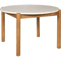 Ebuy24 Tuintafel Terracina Acacia Naturel/Wit Ø120cm