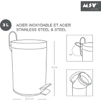 MSV Prullenbak/pedaalemmer - metaal - saffraan geel - 3 liter - 17 x 25 cm - Badkamer/toilet - Pedaalemmers