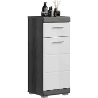 Ebuy24 Scout badkamerkast 1 deur, 1 lade hoog glans wit,rookkleurig.