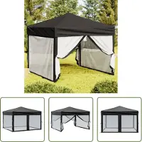 The Living Store De Living Store partytent, inklapbaar met zijwanden, zwart, 3x3 meter