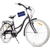 Sun baby Flower Bike Kinderfiets 24 inch meisjes van 8 tot 12 jaar, Zwart, Fiets voor een meisje met 7 versnellingen, bagagedrager, metalen spatborden, V-brake, kettingkast