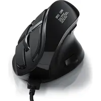 CSL ergonomische, bedrade muis, 125 dpi, verticale muis met OLED-display, configureerbare knoppen