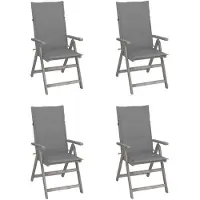 Syfax Tuinstoelen 4 st verstelbaar met kussens massief acaciahout