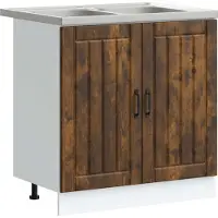 vidaXL Waskompkast Lucca 2 st Rook Eiken Bewerkt hout