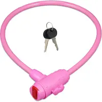Relaxdays fietsslot voor kinderen, 2 sleutels, 70 cm lang, kinderfietsslot voor fietsen en scooters, roze