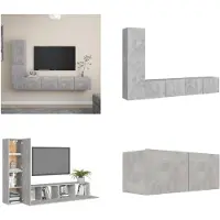 vidaXL 4-delige Tv-meubelset spaanplaat betongrijs - Tv-kastenset - Tv-kastensets - Tv-kasten - Tv-meubelset