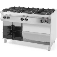 Hendi Gasfornuis Kitchen Line, 6 Pits, 3 x 3, 5 kW + 3 x 6 kW, Open Onderstel, 1200x700x(H)900 Hendi