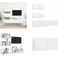vidaXL 4-delige Tv-meubelset spaanplaat wit - Tv-kastenset - Tv-kastensets - Tv-kasten - Tv-meubelset