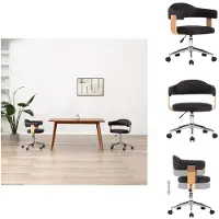vidaXL Draaibare bureaustoel, zwart, beukenhout en kunstleer - Bureaustoelen