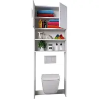 VCM Houten WC Toiletplank | Toilet Superstructuur | Overbouwkast | Garderobe | Afmetingen ca. B. 64 x H. 190 x D. 25 cm - Tota's
