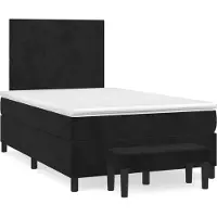 vidaXL Boxspring met matras fluweel zwart 120x200 cm