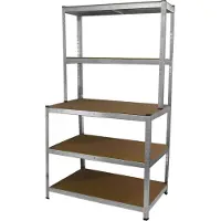 Monster Stellingkast met Werkbank - 100x60x180 cm - 100% schroefloos Gewichtscapiteit: 900 kg - Opbergrek metaal Werkbankstelling