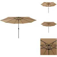 vidaXL Parasol LED 400x267 cm - Polyester + Metaal - Taupe - Parasol