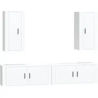 Syfax 4-delige Tv-meubelset bewerkt hout wit