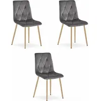 Leobert Set van 3 Eetkamerstoelen LIBRA Donkergrijs – Houtlook Metalen Poten, Modern Velvet Bekleding, Ergonomisch Design, Max. 120 kg