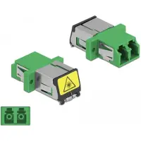DeLOCK Optical Fiber Coupler with laser protection flip LC Duplex female to LC Duplex female Single-mode green