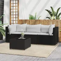 Prolenta Maison Exclusive - 4-delige loungeset voor de tuin met kussens, zwart, van polyrotan